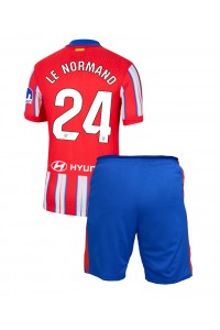 Atletico Madrid Robin Le Normand #24 Babytruitje Thuis tenue Kind 2024-25 Korte Mouw (+ Korte broeken)